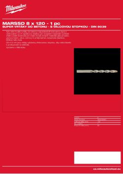 MILWAUKEE Concrete Super Drills - round shank / DIN 8039 4932399401 A4 PDF