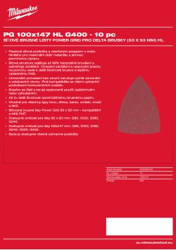 MILWAUKEE Power Grid 100×147 mm, H&L, GR 400 – 10 ks 4932500184 A4 PDF