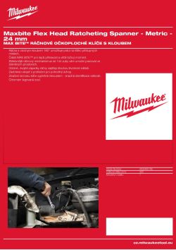 MILWAUKEE 24 mm MAX BITE™ ráčnový očkoplochý klíč s kloubem 4932480196 A4 PDF