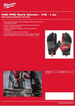 MILWAUKEE Rukavice Cut Pad Pro Work - 7/S - 1 pár 4932498506 A4 PDF