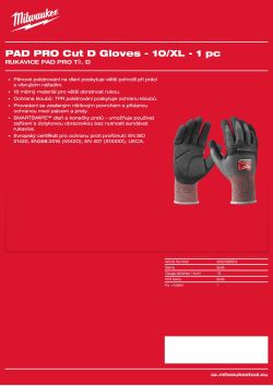 MILWAUKEE Rukavice Cut Pad Pro Cut D - 10/XL - 1 pár 4932498504 A4 PDF