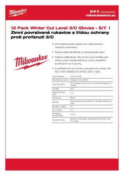 MILWAUKEE Zimní Rukavice CutC - 7/S - 12 párů 4932479708 A4 PDF