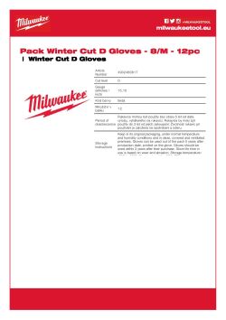 MILWAUKEE Zimní Rukavice CutD - 8/M 12 párů 4932480617 A4 PDF