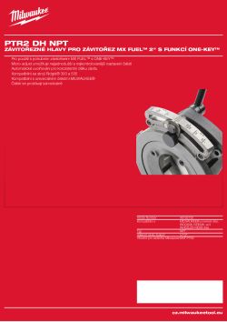 MILWAUKEE NPT hlavy pro závitořez  2″ MX FUEL™ s ONE-KEY™ 49165100 A4 PDF