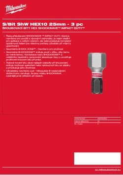 MILWAUKEE Shockwave bits Hex 4932500384 A4 PDF