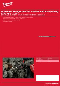 MILWAUKEE Špičák SDS-Plus SLEDGE™ 250 mm 4932478262 A4 PDF