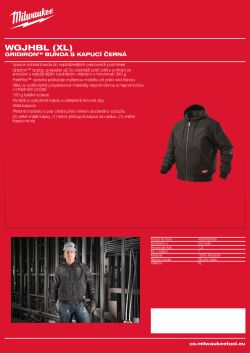 MILWAUKEE GRIDIRON™ Bunda s kapucí černá 4933459438 A4 PDF