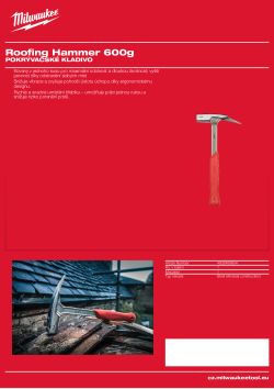 MILWAUKEE Pokrývačské kladivo 600 g 4932493654 A4 PDF