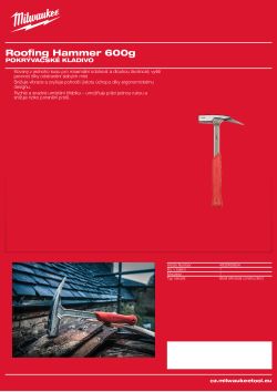 MILWAUKEE Pokrývačské kladivo 600 g 4932493654 A4 PDF
