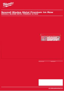 MILWAUKEE Sawzall Blades Metal Premium 1m Row 4932493597 A4 PDF