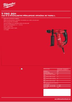 MILWAUKEE 750 W dvourychlostní příklepová vrtačka ve tvaru L 4933380714 A4 PDF