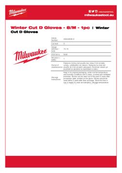 MILWAUKEE Zimní Rukavice CutD - 8/M - 1 pár 4932480612 A4 PDF