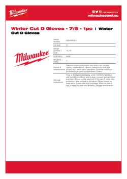 MILWAUKEE Zimní Rukavice CutD - 7/S - 1 pár 4932480611 A4 PDF