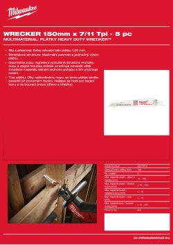 MILWAUKEE Plátky WRECKER™ 150 x 7/11T 48475701 A4 PDF