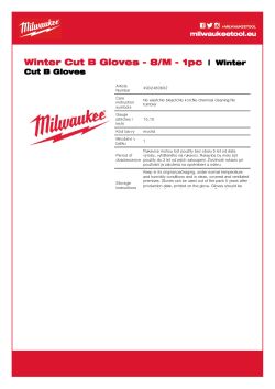 MILWAUKEE Zimní Rukavice CutB - 8/M - 1 pár 4932480602 A4 PDF
