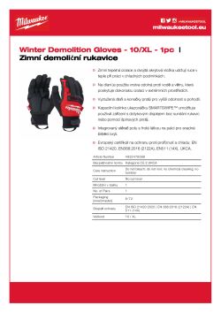 MILWAUKEE Zimní demoliční Rukavice Cut - 10/XL - 1 pár 4932479568 A4 PDF