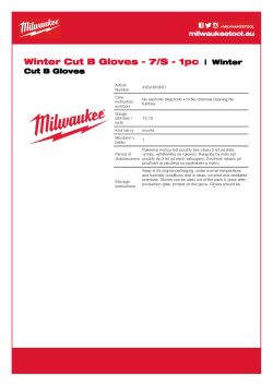 MILWAUKEE Zimní Rukavice CutB - 7/S - 1 pár 4932480601 A4 PDF