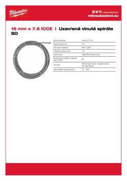 MILWAUKEE Spirála s vnitřním jádrem 16 mm × 7,6 m se spojovacím koncem 4932471701 A4 PDF