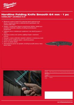 MILWAUKEE HARDLINE™ zavírací nůž 64 mm - s hladkým ostřím 4932492452 A4 PDF