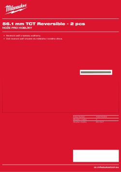 MILWAUKEE Oboustranné nože z karbidu wolframu. Dva oboustranné nože vhodné pro měkké i tvrdé dřevo 4932493399 A4 PDF