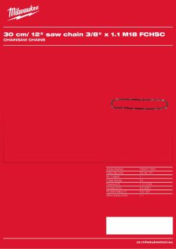 MILWAUKEE Pilový řetěz 30 cm, ⅜″ x 1,1 mm 4932471385 A4 PDF