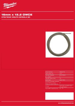 MILWAUKEE Spirála s otevřeným vinutím 16 mm × 15,2 m, se spojovacím koncem 48532775 A4 PDF