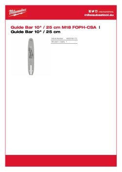 MILWAUKEE Vodící lišta 25 cm,  ⅜″ x 1,1 mm 4932480170 A4 PDF