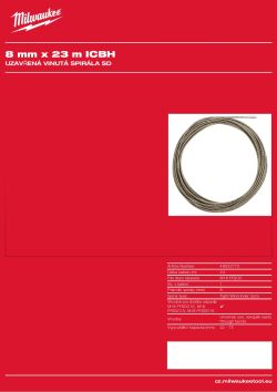 MILWAUKEE Spirála s vnitřním jádrem 8 mm × 23 m, s kulovou hlavicí 48532772 A4 PDF