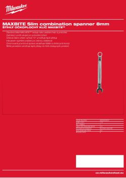 MILWAUKEE Štíhlý očkoplochý klíč MAXBITE™ 8 mm 4932500007 A4 PDF