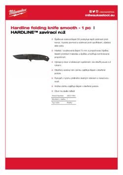 MILWAUKEE HARDLINE™ zavírací nůž 75mm- s hladkým ostřím 48221994 A4 PDF