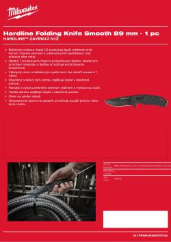 MILWAUKEE HARDLINE™ zavírací nůž 89 mm - s hladkým ostřím 4932492453 A4 PDF