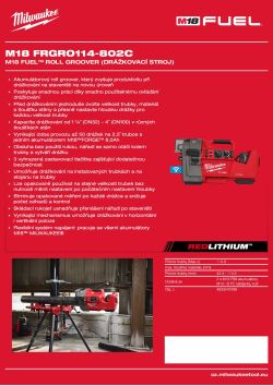 MILWAUKEE M18 FUEL™ roll groover (drážkovací stroj) 1 ¼″ - 4″ 4933479789 A4 PDF