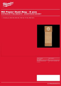 MILWAUKEE Náhradní papírové sáčky pro 4932345544 5 ks 4931442873 A4 PDF