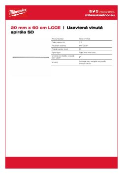 MILWAUKEE Vodicí spirála 20 mm × 600 mm se spojovacím koncem 4932471709 A4 PDF
