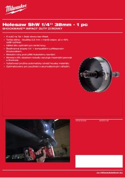 MILWAUKEE Shockwave Holesaws 4932501138 A4 PDF