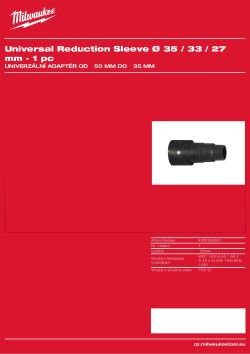 MILWAUKEE Univerzální adaptér ⌀ 35 / 33 / 27 mm 4932369282 A4 PDF