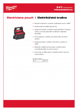 MILWAUKEE Electricians pouch Elektrikářská brašna 48228112 A4 PDF