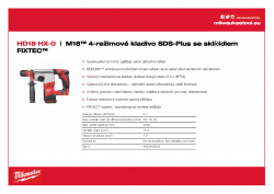 MILWAUKEE HD18 HX M18™ 4-režimové kladivo SDS-plus se sklíčidlem FIXTEC™ 4933408320 A4 PDF