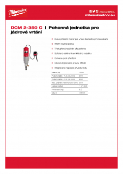 MILWAUKEE DCM 2-350 C Motor pro jádrové vrtání 40044 A4 PDF