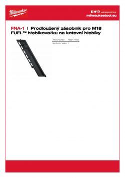 MILWAUKEE FNA Prodloužený zásobník pro M18 FUEL™ hřebíkovačku na kotevní hřebíky 4932471605 A4 PDF