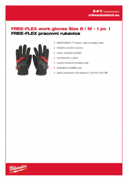 MILWAUKEE FREE-FLEX work gloves Velikost 8/M 48229711 A4 PDF