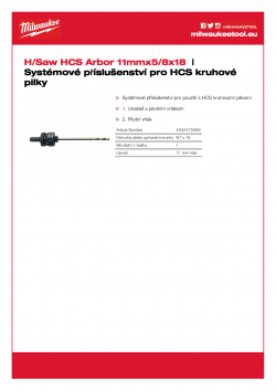 MILWAUKEE HCS Holesaws System Attachments HCS hřídel s pilotním vrtákem 4932472088 A4 PDF