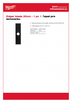 MILWAUKEE Edger blade Čepel pro lemovačku - 1 ks 4932471330 A4 PDF