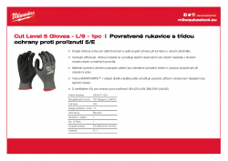 MILWAUKEE Cut Level 5 Gloves Povrstvené rukavice s třídou ochrany proti proříznutí 5 - L/9 - 1 ks 4932471425 A4 PDF