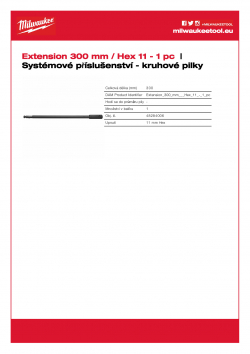 MILWAUKEE Holesaw System Attachments Prodloužení - délka 300 mm 48284006 A4 PDF