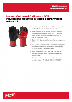 MILWAUKEE Impact Cut Level 3 Gloves Povrstvené rukavice s třídou ochrany proti nárazu 3 - 8/M - 1 ks 4932478127 A4 PDF