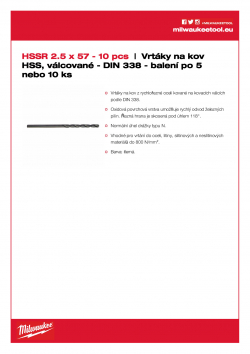 MILWAUKEE HSS-Rollforged Drills / DIN338 / 5 and 10 pack  4932363459 A4 PDF