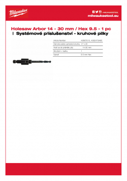 MILWAUKEE Holesaw System Attachments Unašeč 49567010 A4 PDF
