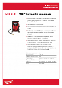 MILWAUKEE M12 BI M12™ kompaktní kompresor 4933464124 A4 PDF