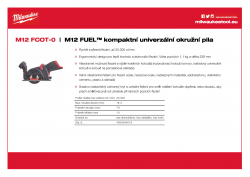MILWAUKEE M12 FCOT M12 FUEL™ kompaktní univerzální okružní pila 4933464618 A4 PDF